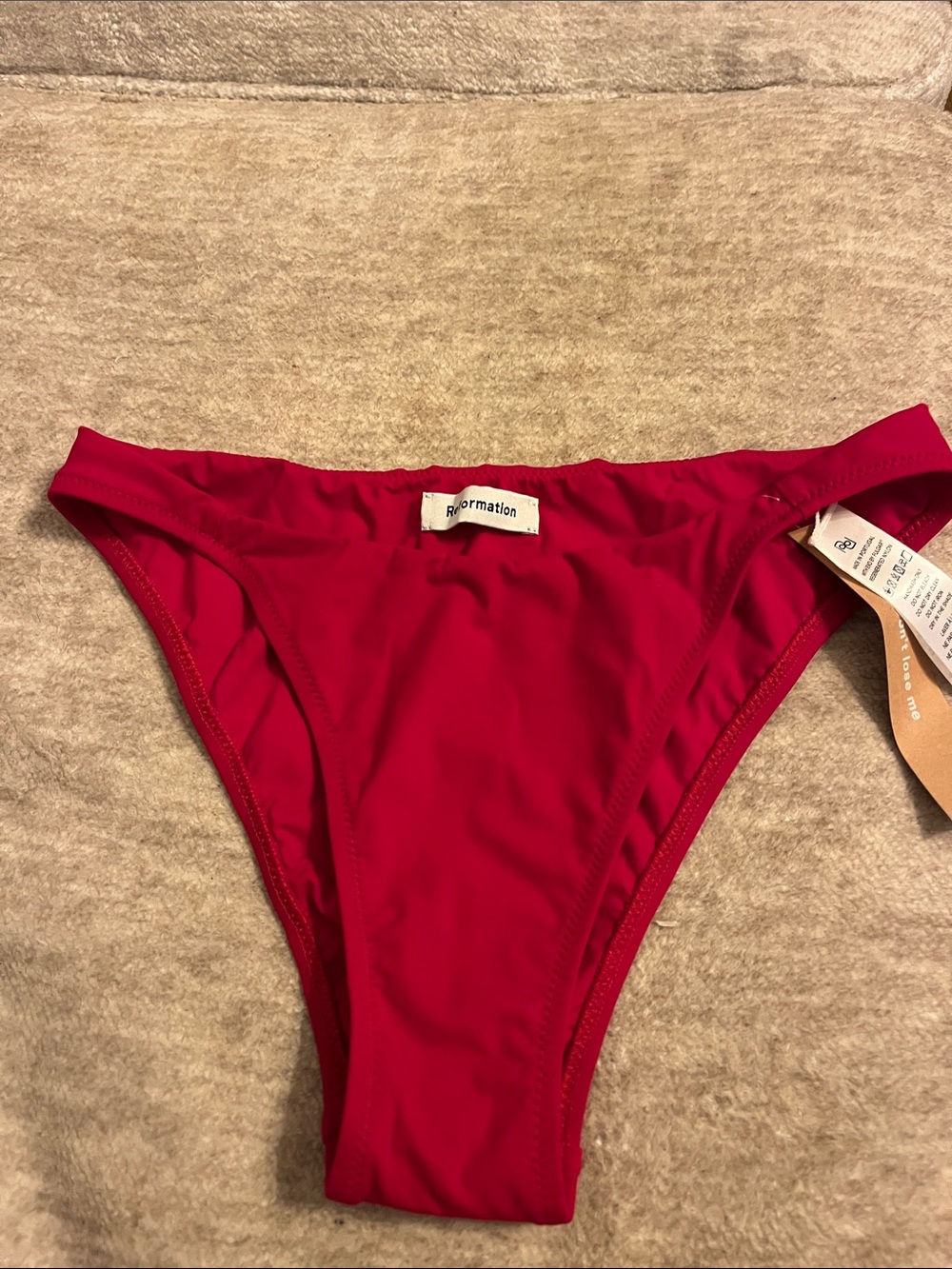 Reformation Vibrant Red High-Cut Bikini Bottom